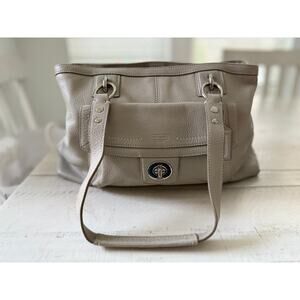 Coach Light Taupe Leather Turnlock Shoulder Bag